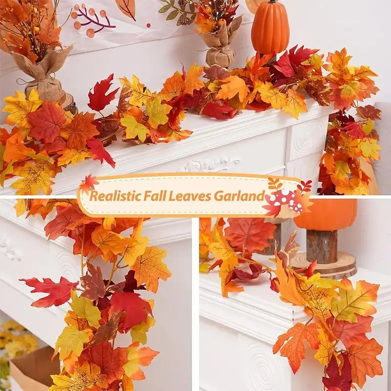 EMESA HOME 200CM Artificial Maple Leaf Garland Vine for Autumn Decor