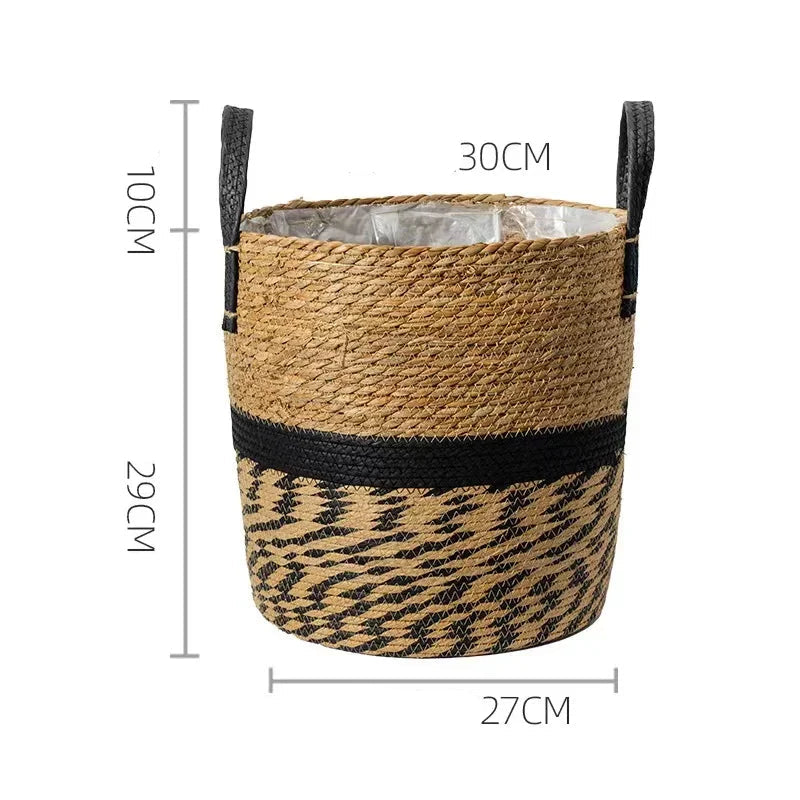 EMESA HOME Fancy Natural Planter Basket Wicker Flower Pot  Bamboo Seagrass Storage Baskets Toy Holders Home Garden Decor