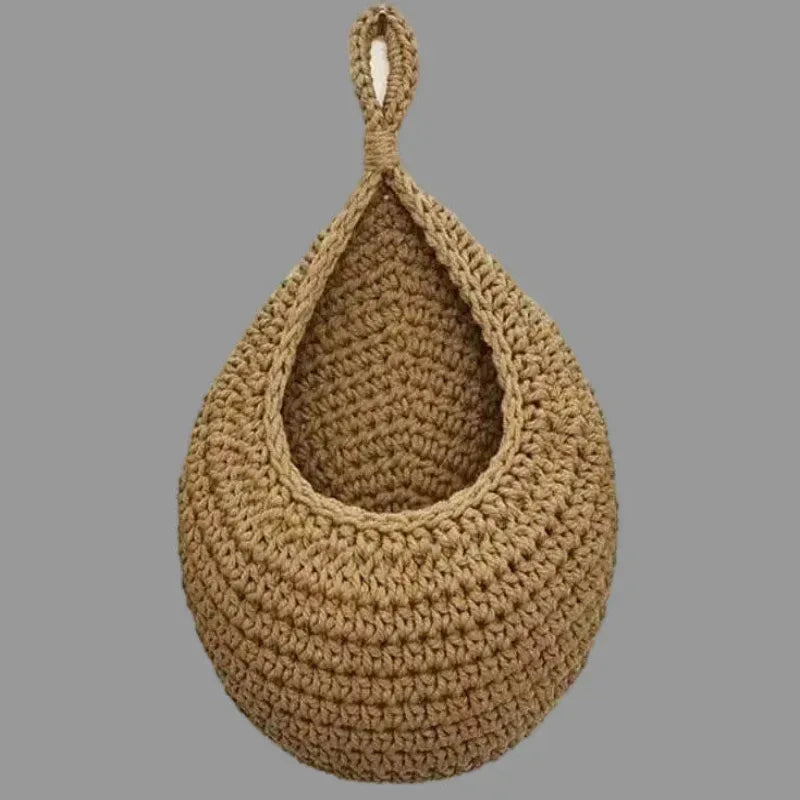 EMESA HOME Wall Decor Hanging Basket, Bohemian Woven Basket Planting Planter Container Teardrop Shape Suitable for Vegetables and Fruits - EMESA HOME™