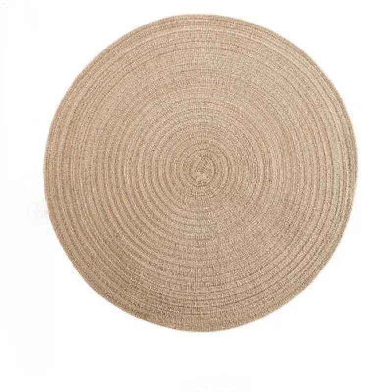 EMESA HOME 6pcs Table Mat Set: Woven Ramie placemats for a non-slip dining experience, perfect for bowls, tableware, and drink cups. 30cm coffee 6pcs