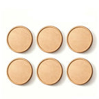 Six wooden coasters on a white background with '6PCS' in red text above.