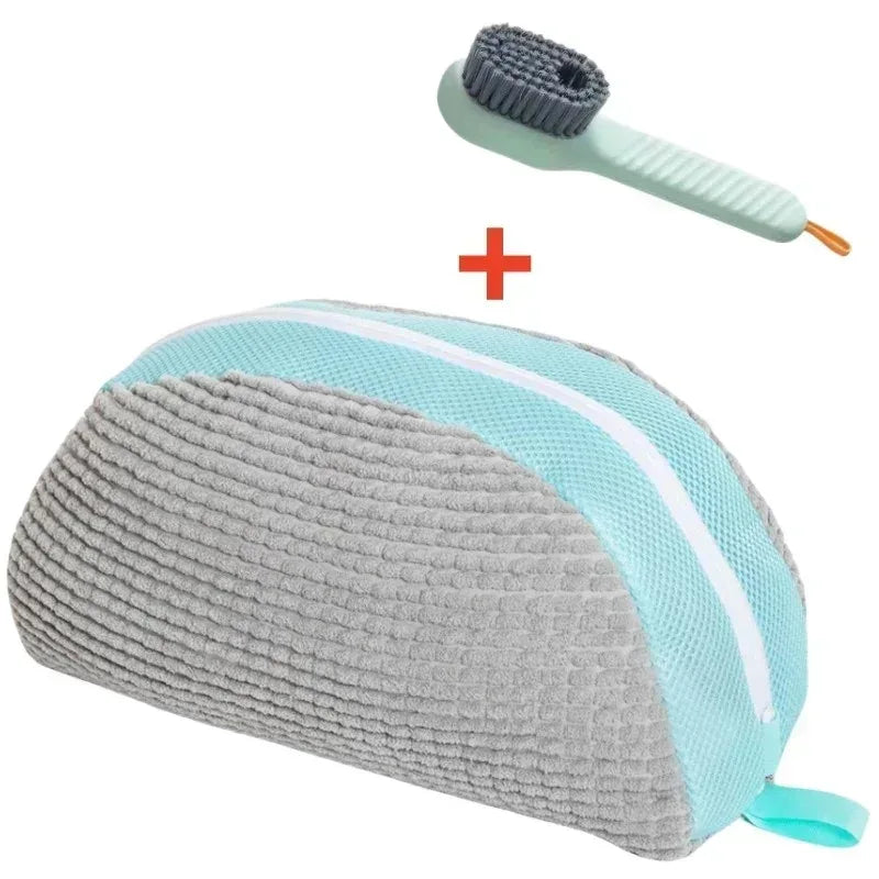 EMESA HOME Shoe Washing Machine Bag & Cleaning Brush Set – Durable Laundry Shoe Protector with Soft Bristle Brush - EMESA HOME™
