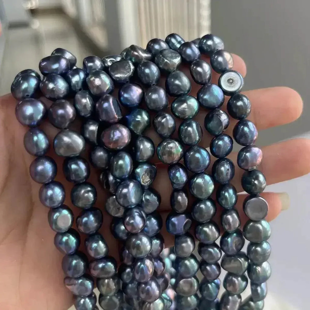 EMESA HOME 8–9mm AAA Purple Rice-Shaped Freshwater Pearls – High Quality Natural Beads for Jewelry Making, DIY Necklace & Accessories - EMESA HOME™