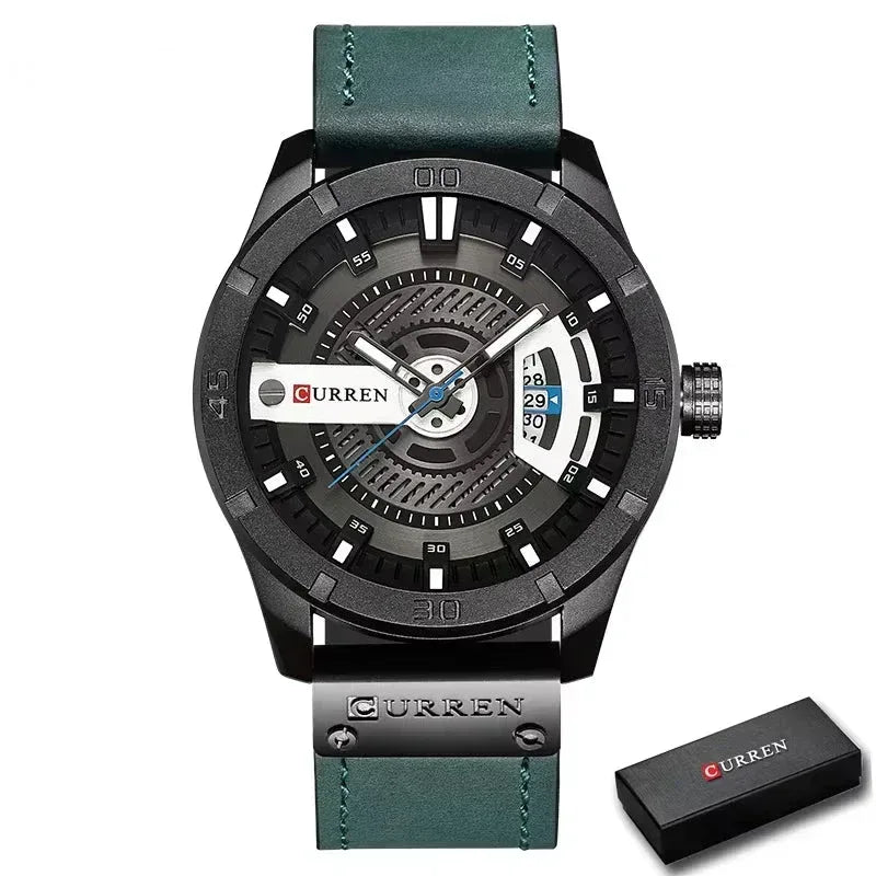 EMESA HOME Luxury Watch Brand - CURREN Men Military Sports Watches, Men's Quartz Date Clock, Casual Leather Wrist Watch - EMESA HOME™