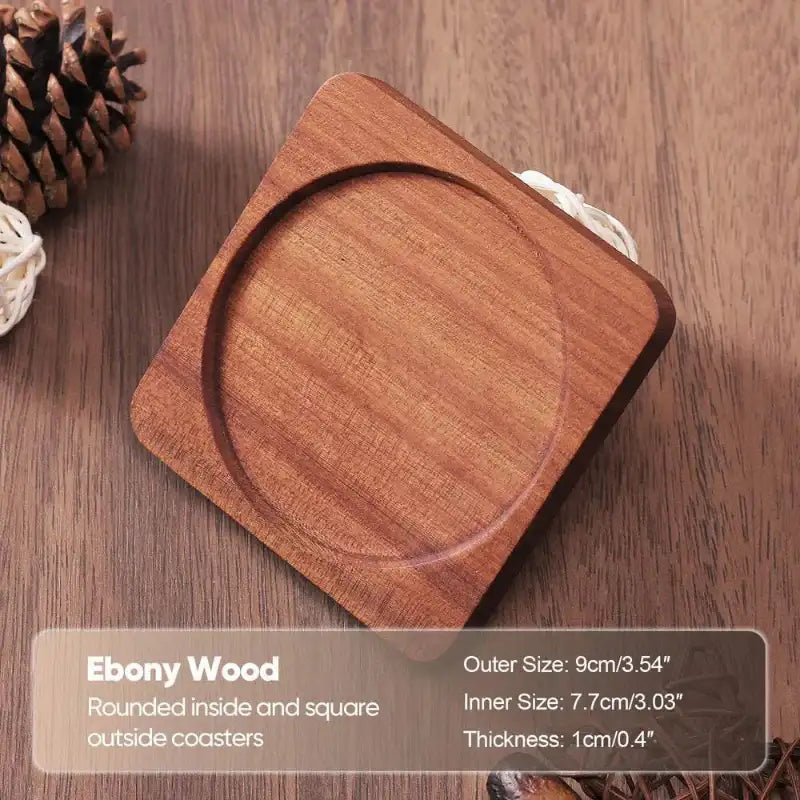 EMESA HOME Solid Walnut Wood Coaster Round Square Beech Wood Cup Mat Durable Heat Resistant Tea Coffee Cup Pad Placemats 8.8cm/3.46in - Emesa Home