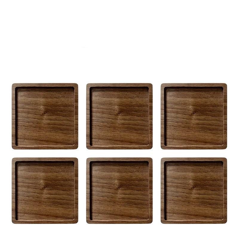 Six wooden trays on a white background with '6PCS' in red text above.