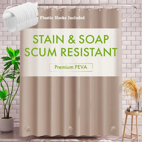 EMESA HOME Waterproof PE VA Shower Curtain Liner – Mildew-Resistant Bath Curtain with Magnets & Metal Grommets for Bathroom