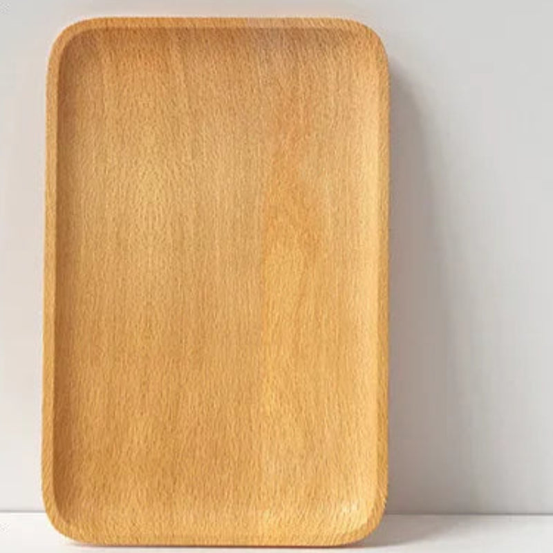 EMESA HOME Beech Wood Serving Plate – Oval & Rectangular Wooden Tray for Fruit, Desserts, Candy & Home Tableware