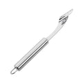 Stainless steel vegetable peeler on a white background
