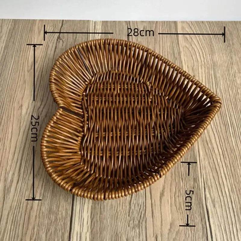 EMESA HOME Woven Rattan Basket – Imitation Rattan Serving Basket for Bread, Fruit, Vegetables, Restaurant Tabletop Display & Home Use L 28x25x5cm