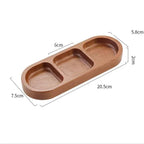 EMESA HOME Solid Wood Rectangle Tray – 2/3 Grid Condiment Plate for Breakfast, Sushi, Bread, Desserts & Kitchen Seasoning Display - EMESA HOME™