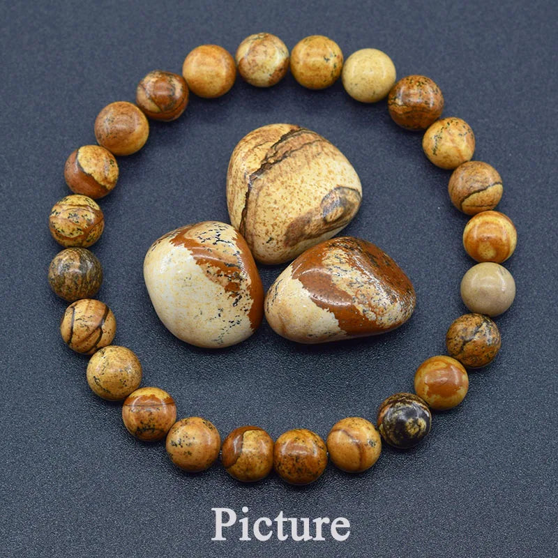 Bracelet made of natural stones on a dark background