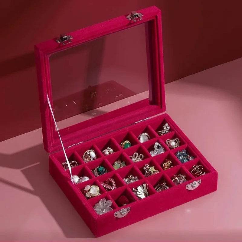 EMESA HOME Premium Velvet Jewelry Box with Large Capacity for Earrings, Rings, Necklaces and Nail Art Decorations, Jewelry Organizer Case - Emesa Home