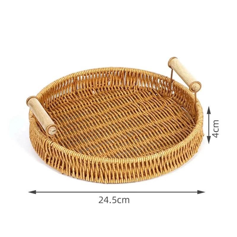 EMESA HOME-Oval Curved Rattan Wicker Woven Serving Baskets - Bread, Fruit, Vegetables, Restaurant Tabletop Display - EMESA HOME™