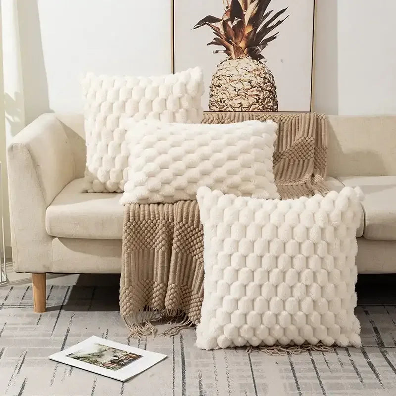 EMESA HOME Woven Snowflake Velvet Pillow Cover – Soft Solid Color Cushion Case for Sofa, Living Room & Home Decor - Emesa Home