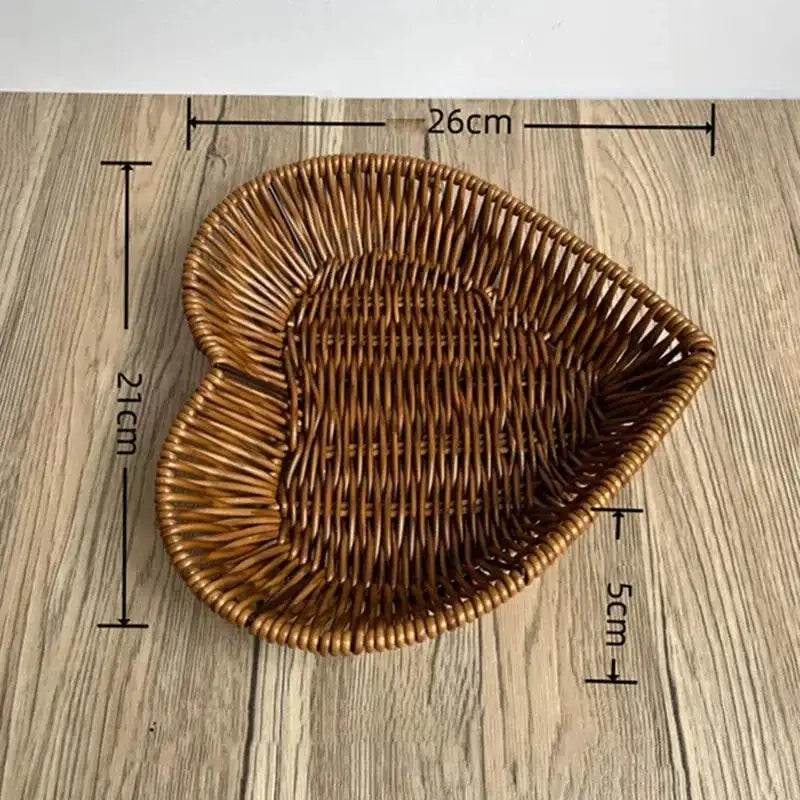 EMESA HOME Woven Rattan Basket – Imitation Rattan Serving Basket for Bread, Fruit, Vegetables, Restaurant Tabletop Display & Home Use M 26x21x5cm