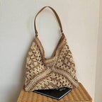 EMESA HOME Woven Straw Shoulder Bag – Medium Women's Handbag with Handle for Beach & Vacation - EMESA HOME™