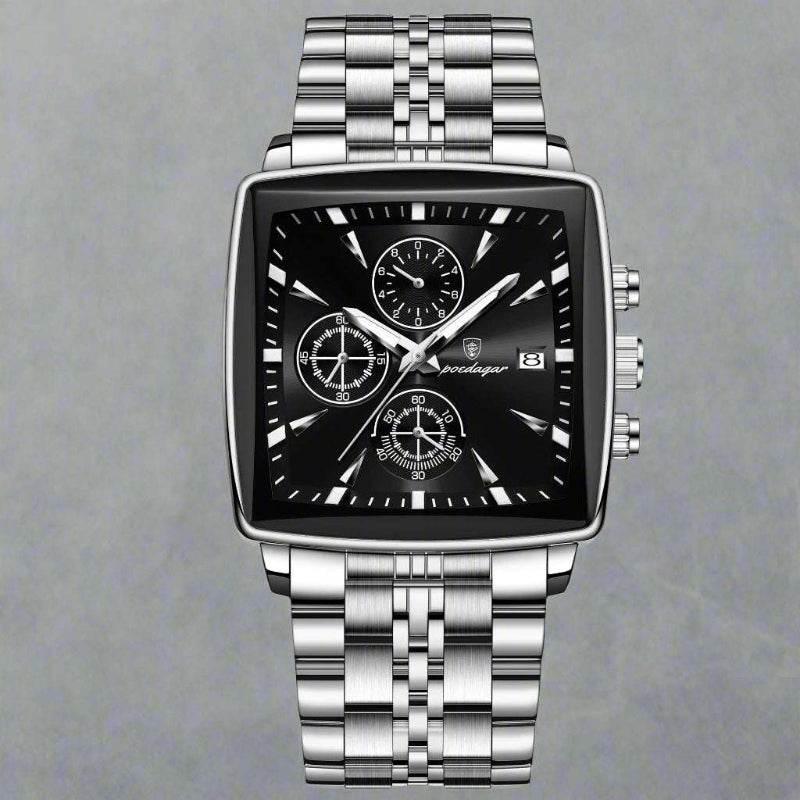 EMESA HOME Luxury Square Sport Man Wristwatch Waterproof Luminous Chronograph Quartz Men's Watches Stainless Steel - EMESA HOME™