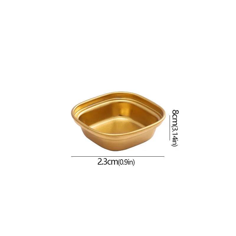 EMESA HOME 1-4 Grids Seasoning Plate Dipping Dish Stainless Steel Hot Pot Seasoning Dish Square Barbecue Snack Plate Kitchen Condiment Tray 1grid-golden