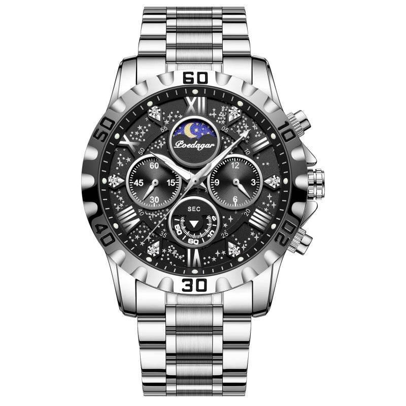 EMESA HOME Luxury Men’s Quartz Watch – Waterproof Stainless Steel Chronograph Sports Wristwatch with Luminous Display - EMESA HOME™