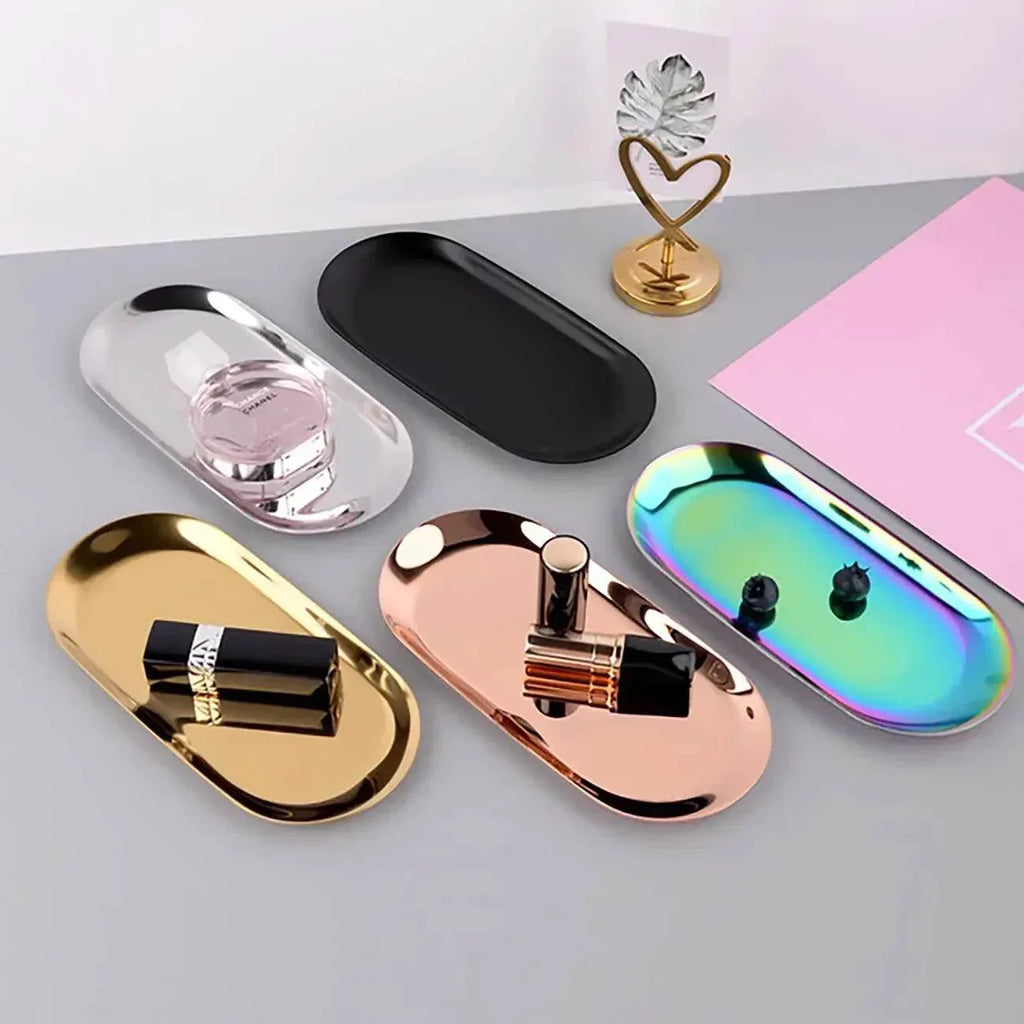 EMESA HOME Gold & Silver Stainless Steel Water Drop-Shaped Cosmetics, Jewelry & Dining Tray – Multi-Functional Home Storage Container - EMESA HOME™