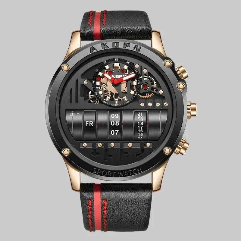EMESA HOME Luxury Men Quartz Watch – Business Leather Strap Watch with Rotate Date - EMESA HOME™