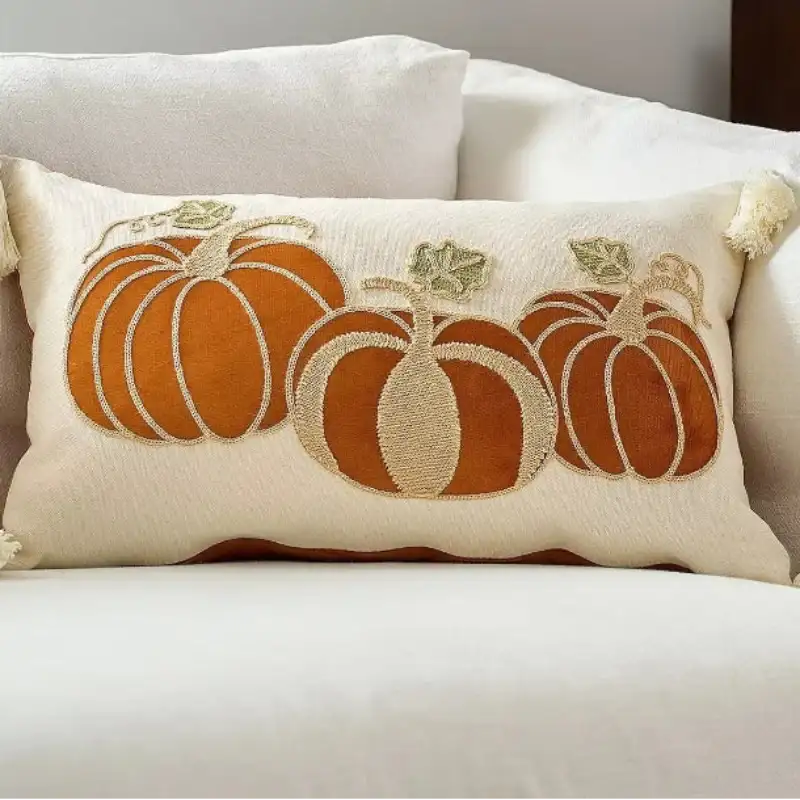EMESA HOME Autumn Embroidered Farmhouse Decorative Cushion Cover