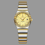 Gold and silver watch with POEDAGAR branding on a white background