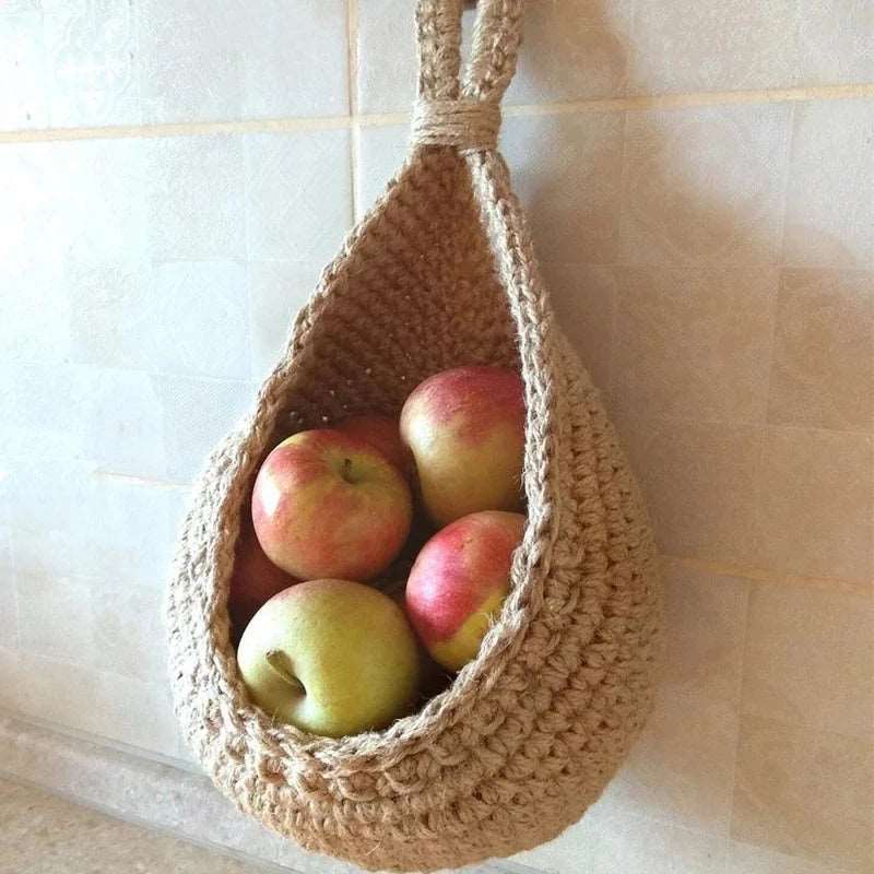 EMESA HOME Wall-mounted Wicker Vegetable and Fruit Storage Basket for Kitchen and Home Décor