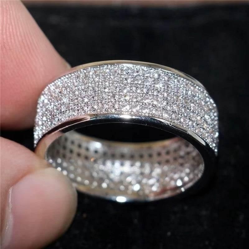 EMESA HOME Shine Silver and Gold Color Ring with Round Inlaid White Zircon for Women - Engagement Wedding Jewelry Gift - EMESA HOME™