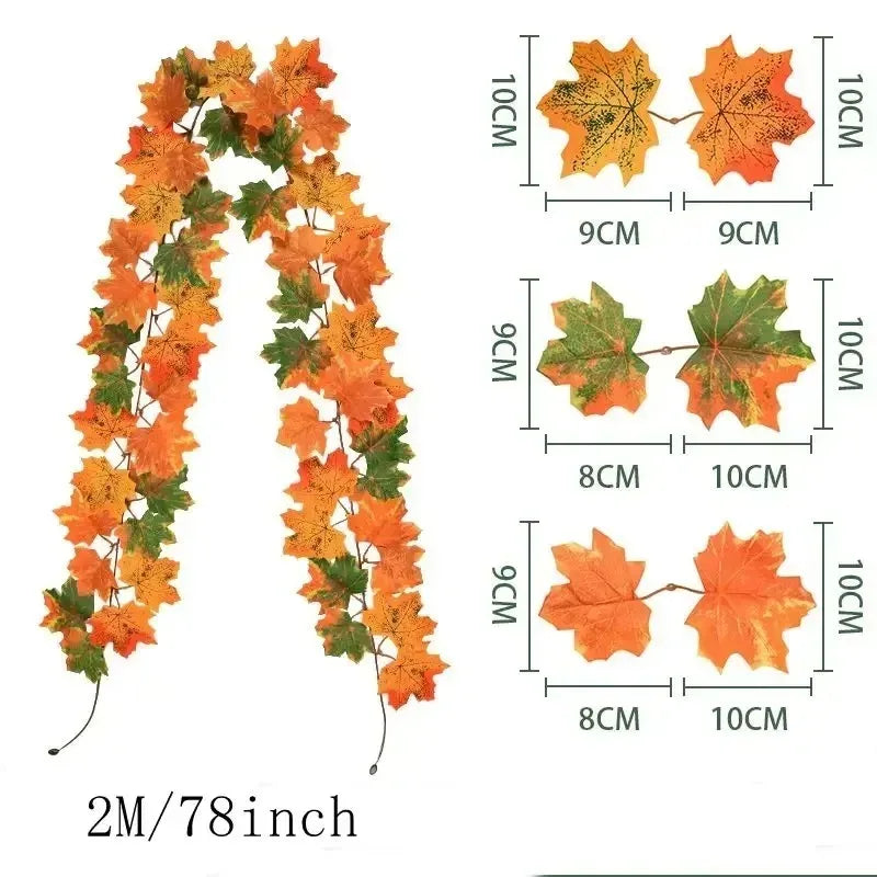 EMESA HOME 200CM Artificial Maple Leaf Garland Vine for Autumn Decor