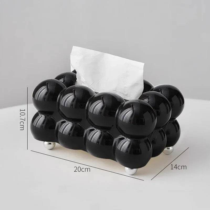 EMESA HOME Cloud Design Tissue Box – Decorative Napkin Holder, Desktop Organizer & Kitchen Paper Case Ornament Black Silver