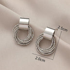 EMESA HOME Retro Metal Gold Circle Stud Earrings for Women - Korean Fashion Jewelry for Wedding, Party, and Gifts - EMESA HOME™