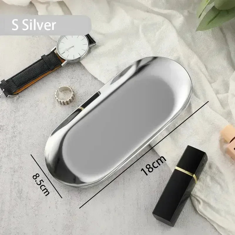 EMESA HOME Gold & Silver Stainless Steel Water Drop-Shaped Cosmetics, Jewelry & Dining Tray – Multi-Functional Home Storage Container - EMESA HOME™