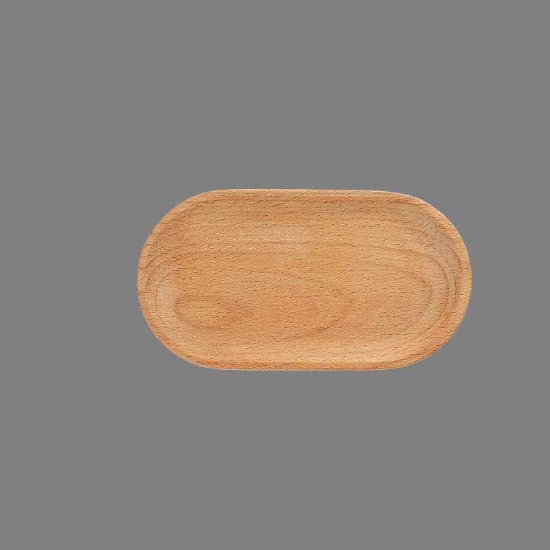EMESA HOME Walnut Wooden Tray – Japanese Style Rectangular Solid Wood Plate for Cake, Bread, Coffee, Tea, Dinner, and Snacks Oval 18X10 cm.