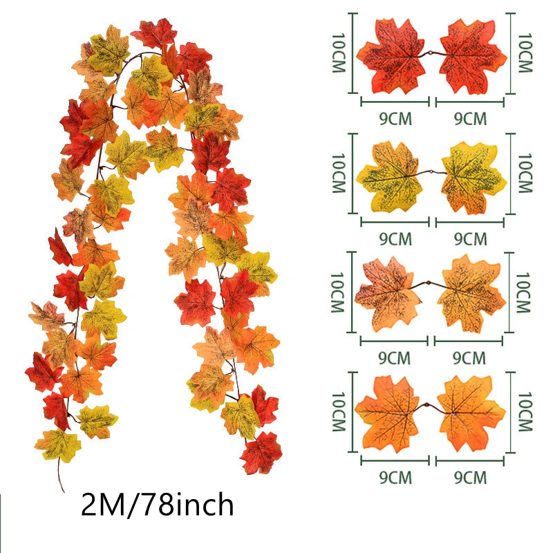 EMESA HOME 200CM Artificial Maple Leaf Garland Vine for Autumn Decor