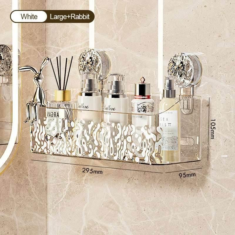 EMESA HOME Wall-Mounted Water Ripple Bathroom Storage Rack, No-Drill Suction Cup Basket - EMESA HOME™