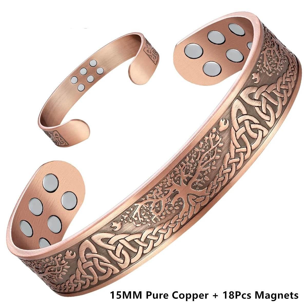 EMESA HOME Vintage Pure Copper Cuff Bracelet with 18Pcs 3500 Gauss Strong Magnets - EMESA HOME™