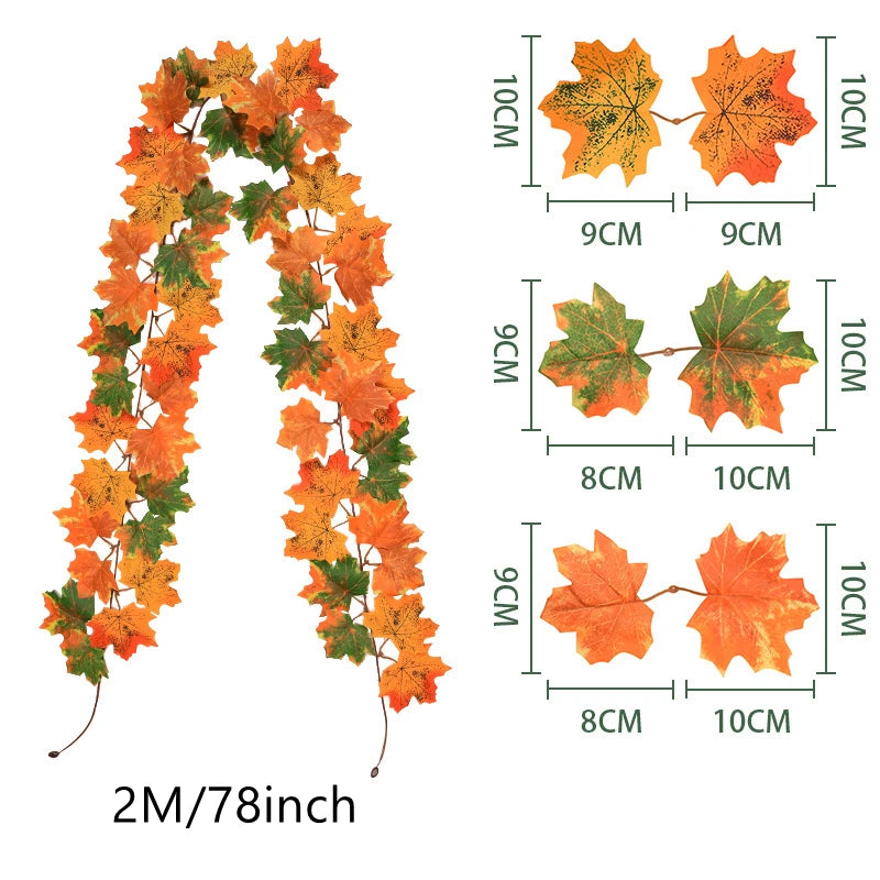 EMESA HOME 200CM Artificial Maple Leaf Garland Vine for Autumn Decor