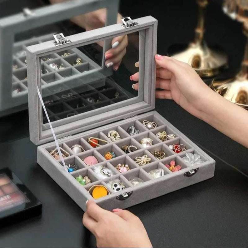 EMESA HOME Premium Velvet Jewelry Box with Large Capacity for Earrings, Rings, Necklaces and Nail Art Decorations, Jewelry Organizer Case