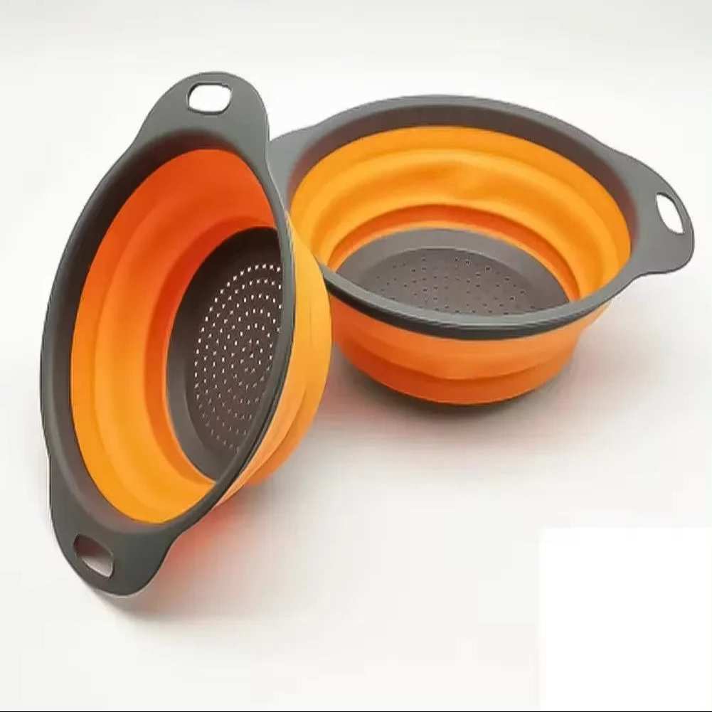 EMESA HOME Silicone Folding Drain Basket - Collapsible Fruit & Vegetable Strainer, Foldable Kitchen Storage Tool