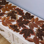 EMESA HOME Autumn Maple Leaves & Harvest Pumpkin Linen Table Runner