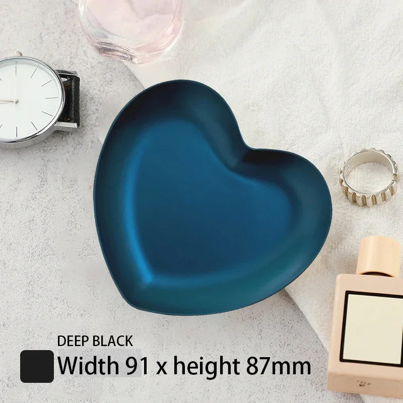 EMESA HOME Gold & Silver Stainless Steel Water Drop-Shaped Cosmetics, Jewelry & Dining Tray – Multi-Functional Home Storage Container Black love