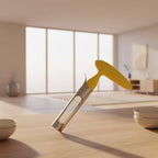 Corkscrew with yellow handle on a white background