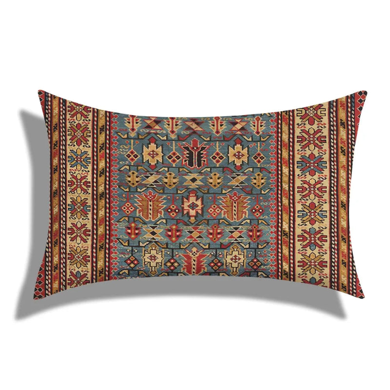 Decorative pillow with geometric pattern on a white background