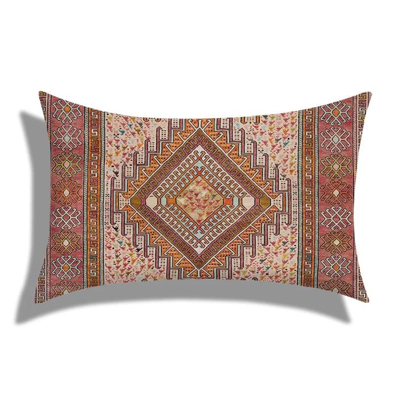 Decorative pillow with geometric pattern on a white background