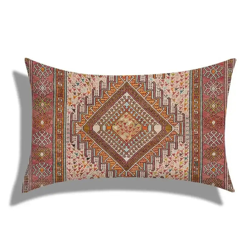 Decorative pillow with geometric pattern on a white background