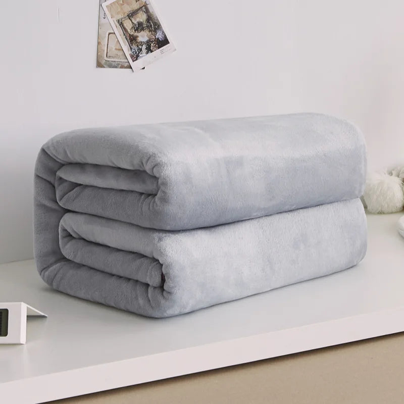 EMESA HOME Wool Blanket Bedspread Solid Color Soft Sofa Throw Blanket and Bed Cover, Needle Down Duvet for Home.