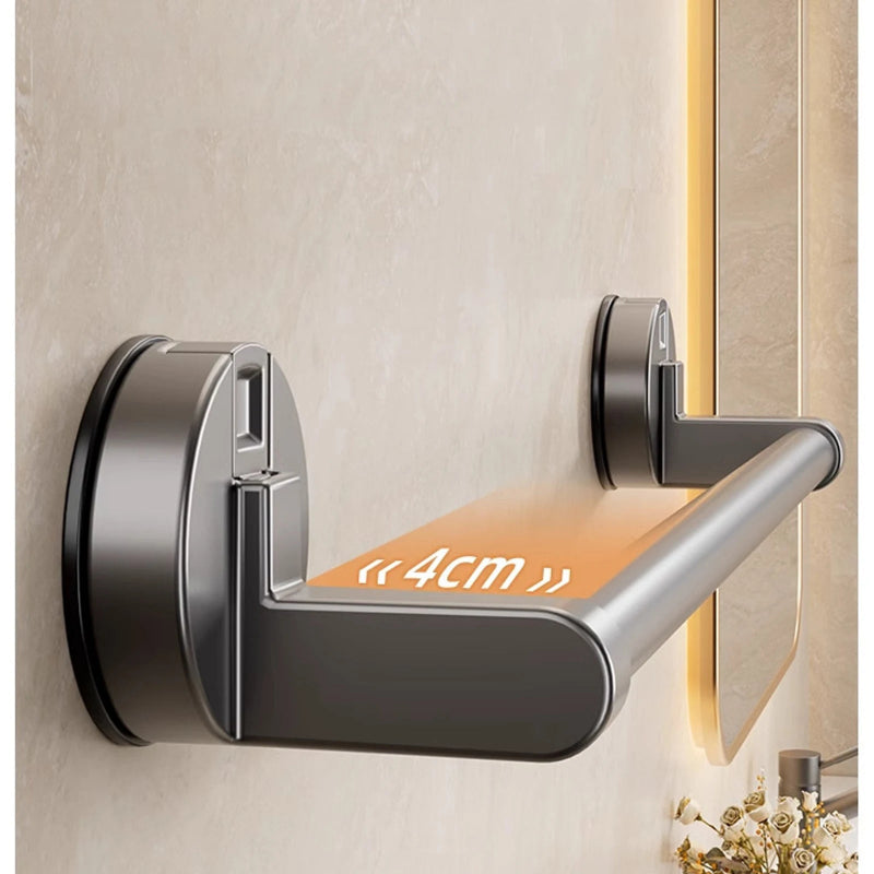 Metallic towel bar with digital display on a wall