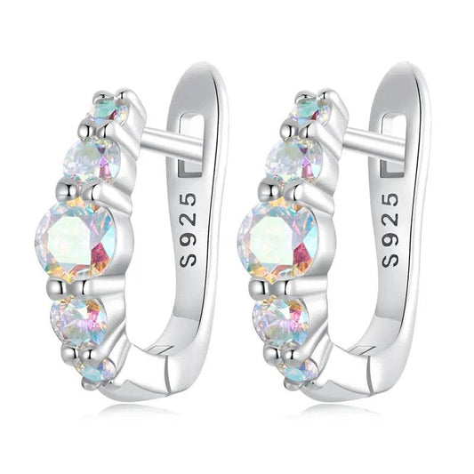 EMESA HOME 925 Sterling Silver Rainbow CZ Huggie Hoop Earrings – Multicolor Hypoallergenic Everyday Jewelry for Women EFE960